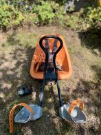 Yepp Mini Fietszitje Oranje met Adapter, Ophalen of Verzenden, Gebruikt, Voorzitje, Voetsteuntjes