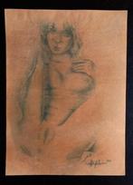 Erotische prent ,unieke kunst van een aparte vrouw, Verzamelen, Foto's en Prenten, Ophalen of Verzenden
