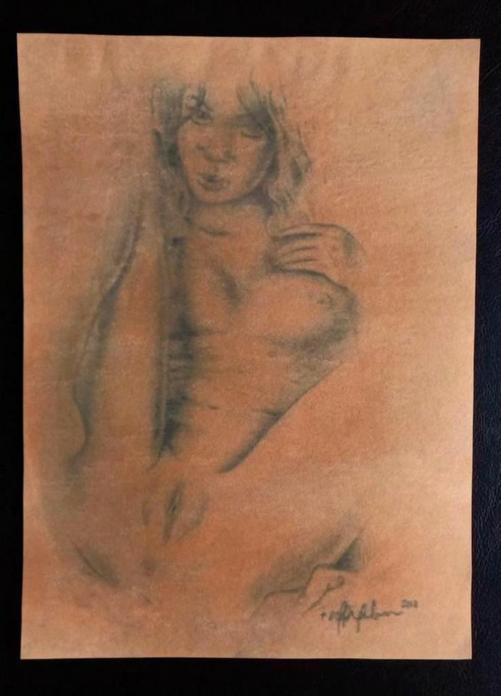 Erotische prent ,unieke kunst van een aparte vrouw, Verzamelen, Foto's en Prenten, Ophalen of Verzenden