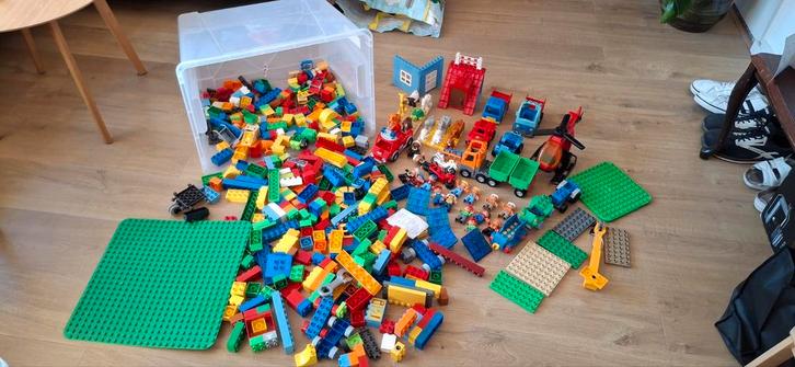 Grote partij Duplo stenen, voertuigen, poppetjes en bouwplat, Kinderen en Baby's, Speelgoed | Duplo en Lego, Zo goed als nieuw