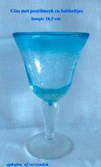 Wijnglas 18,5 h pontilmerk luchtbellen baluster Glas Kristal, Antiek en Kunst, Ophalen