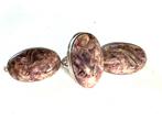 Vintage zilveren charoiet oorbellen en ring set, Ophalen of Verzenden, Zilver, Overige typen, Met edelsteen