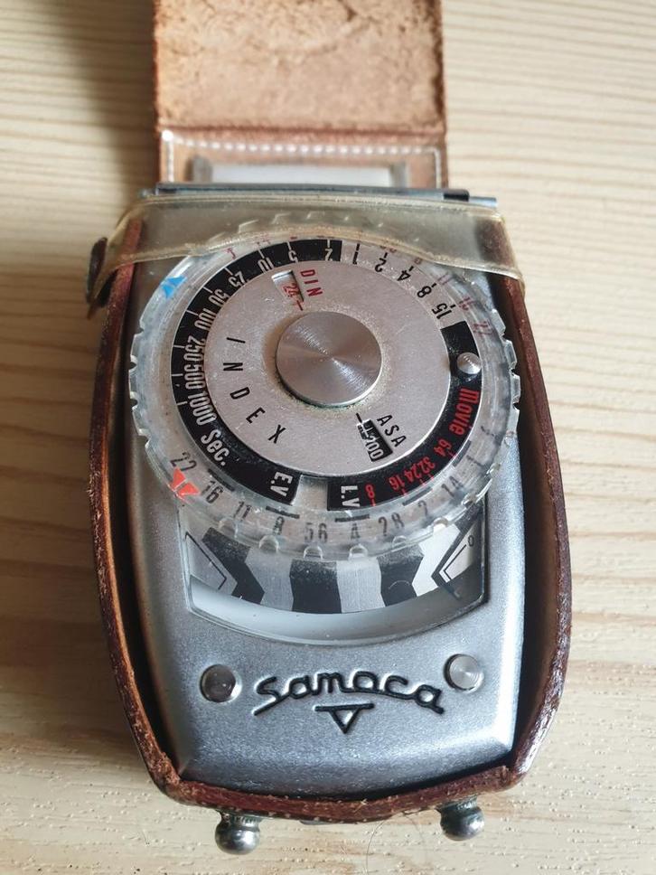 Samoca Vintage Lichtmeter met Lederen Etui, Audio, Tv en Foto, Fotocamera's Analoog, Gebruikt, Overige Merken, Ophalen of Verzenden