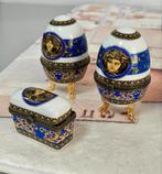 Fabergé ei eieren Versace Medusa SET blauw-wit faberge z/r, Antiek en Kunst, Ophalen of Verzenden