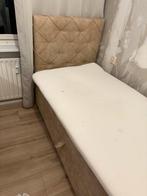 Beige eenpersoons boxspring 90x200 met opbergruimte, Ophalen, 90 cm, Eenpersoons, Beige