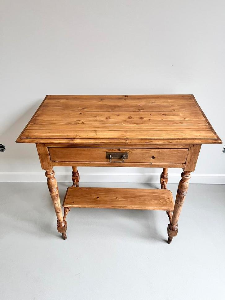 Antieke grenen wandtafel ca. 1900 – doorleefd & karaktervol, Antiek en Kunst, Antiek | Meubels | Tafels, Ophalen