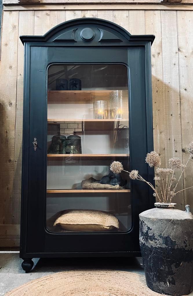 Franse vitrinekast / keukenkast / buffetkast / halkast, Huis en Inrichting, Kasten | Vitrinekasten, Zo goed als nieuw, 150 tot 200 cm