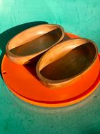 Vintage teak bakjes ovaal schaaltjes set van 2 hout, Huis en Inrichting, Woonaccessoires | Schalen en Manden, Gebruikt, Schaal