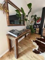 Houten bijzettafel met spiegel, Ophalen, Zo goed als nieuw, Rechthoekig, Minder dan 55 cm