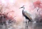 Kraanvogel behang Art, trendy behang, Muurdeco4kids, Verzenden, Vogelbehang, kraanvogel, kunst, art