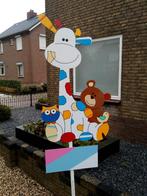 babybordverhuur westervoort, giraf met vriendjes geboortebor, Ophalen, Nieuw, Geboortebord