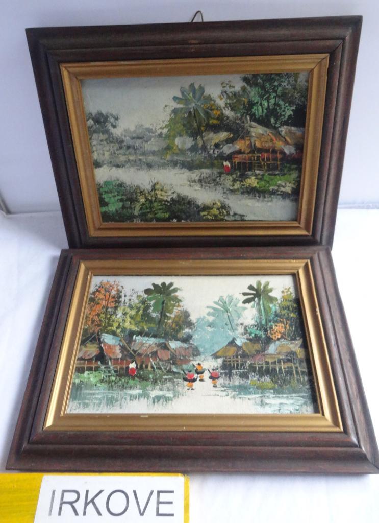 OLIEVERF * THAILAND 2 WERKJES * In Lijst *, Antiek en Kunst, Verzenden