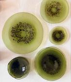 Groen Bordenset met bruin vlekkenpatroon - 13 Delig, Ophalen, Overige stijlen, Bord(en)