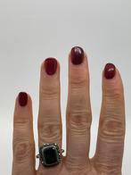 C276 Prachtige vintage zilveren ring onyx markasiet maat 19, Ophalen of Verzenden, Zilver, Ring, Met edelsteen