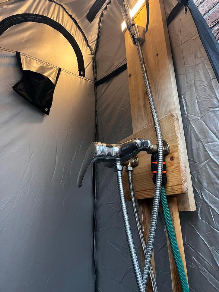 Tijdelijke of nood warmwater-douche + boiler compleet, Doe-het-zelf en Verbouw, Geisers en Boilers, Gebruikt, Boiler, Minder dan 20 liter