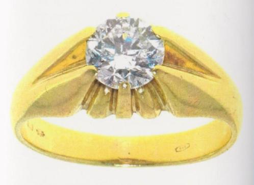 Gouden Ring met Diamant (briljant geslepen), Sieraden, Tassen en Uiterlijk, Ringen, Zo goed als nieuw, Heer, Goud, Goud, Met edelsteen