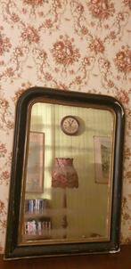 Oude zwarte Franse spiegel, Antiek en Kunst, 50 tot 100 cm, Rechthoekig, Ophalen