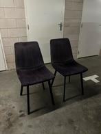2 zwarte suede look eetkamer stoelen set stof zacht, Ophalen, Twee, Zwart, Zo goed als nieuw