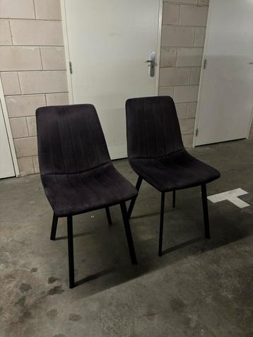 2 zwarte suede look eetkamer stoelen set stof zacht beschikbaar voor biedingen