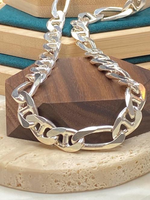 Zilveren 925 Figaro Ketting Massief, Sieraden, Tassen en Uiterlijk, Kettingen, Nieuw, Zilver, Zilver, Ophalen of Verzenden