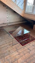 Glazen Salon of Koffie Tafel (chrome, metaal, rvs frame), Gebruikt, 50 tot 100 cm, Vierkant, Minder dan 50 cm