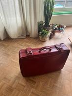 kersenrode leren vintage koffer, Sieraden, Tassen en Uiterlijk, Koffers, Ophalen, Gebruikt, Leer, Minder dan 50 cm