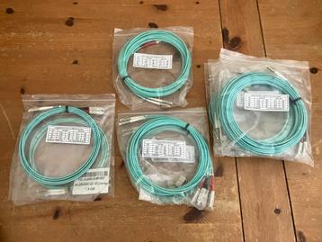 Partij 9x Glasvezel patchkabels Multi Mode SR 2M-5M aqua beschikbaar voor biedingen