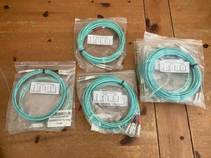 Partij 9x Glasvezel patchkabels Multi Mode SR 2M-5M aqua, Computers en Software, Netwerk switches, Nieuw, Verzenden