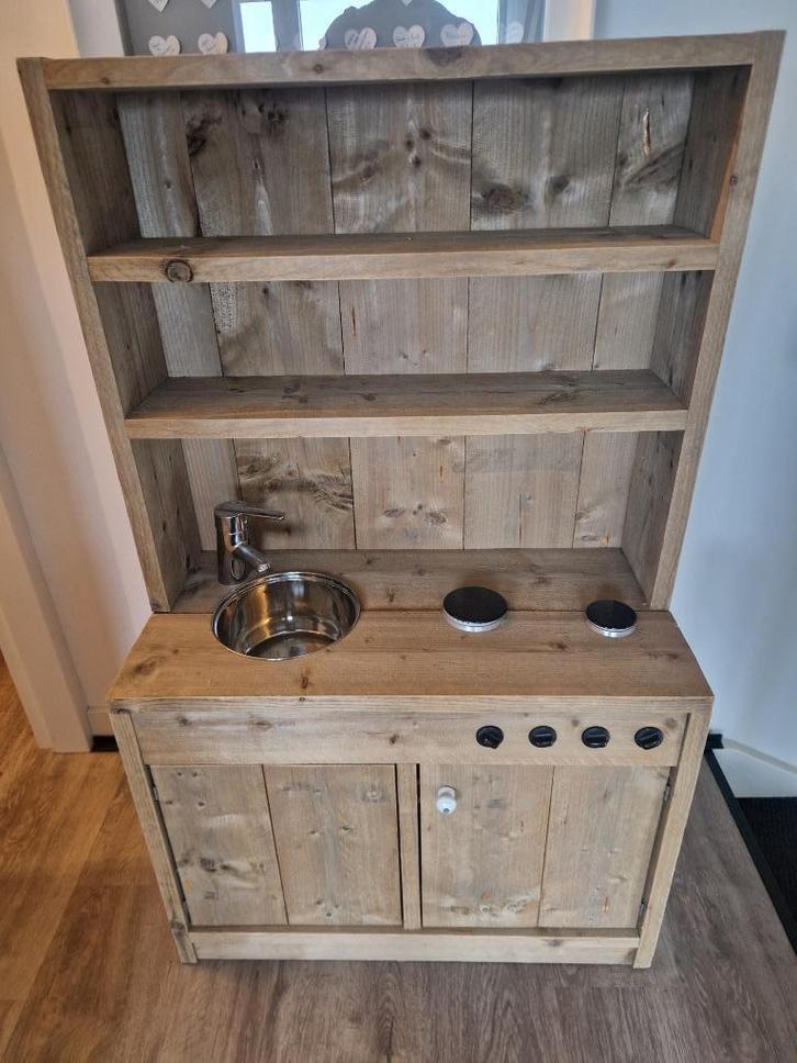 Keukentje steigerhout (degelijk), Kinderen en Baby's, Speelgoed | Speelkeukens, Gebruikt, Speelkeuken, Hout, Ophalen