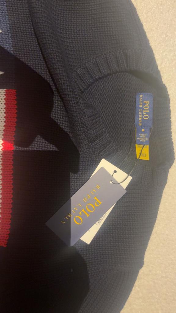 Polo Ralph Lauren Trui - Blauw met Amerikaanse vlag, Ophalen of Verzenden, Zo goed als nieuw, Overige maten, Blauw