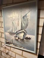 Schilderij R.Hagman, zeilschepen op zee, Antiek en Kunst, Ophalen of Verzenden