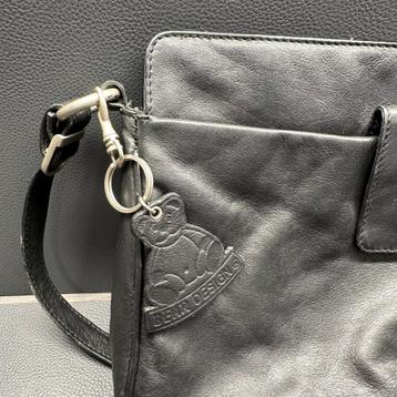 Mooie Beardesign dames schoudertas zwart 100% leder beschikbaar voor biedingen