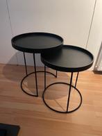 Woood set van 2 ronde bijzettafeltjes zwart, Minder dan 55 cm, Rond, Zo goed als nieuw, Industrieel