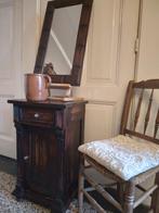 Brocante antiek nachtkast gangkast spiegel massief hout, 1 of 2 laden, Zo goed als nieuw, Brocante shabby antiek landelijk stoer
