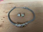Mooie ketting met bijpassende oorhangers., Sieraden, Tassen en Uiterlijk, Armbanden, Ophalen of Verzenden, Zo goed als nieuw, Zilver