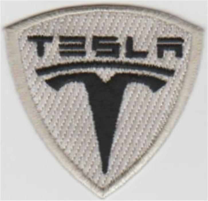 Tesla stoffen opstrijk patch embleem, Verzamelen, Automerken, Motoren en Formule 1, Nieuw, Auto's, Verzenden