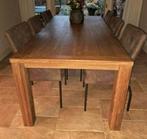 Eettafel, massief eiken 2.20, Huis en Inrichting, Ophalen, 200 cm of meer, 50 tot 100 cm, Zo goed als nieuw