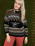 Vintage trui - 80s 90s - jaren 80 90 - zwart / bruin - print, Hg, Hgv, Zwart, Ophalen of Verzenden