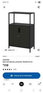 Trotten Kast met Deuren - Antraciet, 70x35x110 cm, Ophalen, Met deur(en), 100 tot 150 cm, Zo goed als nieuw