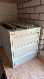 Grijs rigid bureau met lade kast, Ophalen, Gebruikt