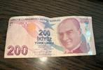Turks briefgeld bankbiljet 200 Lira 1970, Ophalen of Verzenden, Overige landen