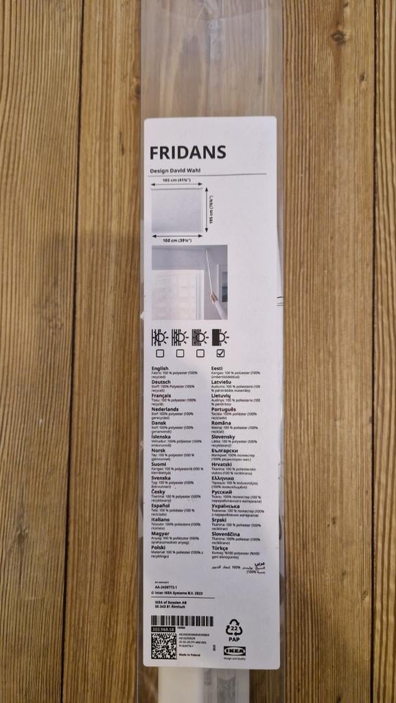 Nieuw IKEA Fridans rolgordijn 105x195 cm, Ophalen, Nieuw, 100 tot 150 cm, 150 tot 200 cm