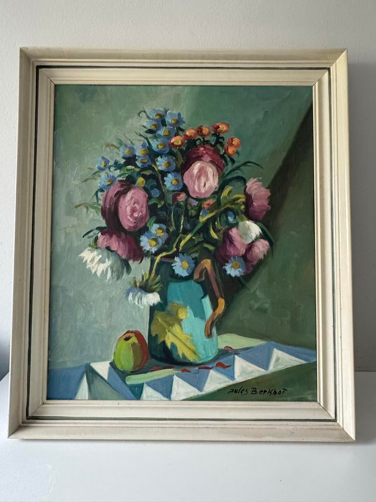 Kleurrijk bloemstilleven van Jules Berkhof (Maastricht), Ophalen of Verzenden