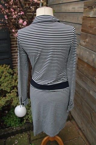 Jurk donkerblauw/ licht blauw Studio Anneloes mt M travel Va, Maat 38/40 (M), Studio Anneloes, Zo goed als nieuw, Knielengte