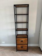 Industriële kast van mangohout en staal, Ophalen, Gebruikt, 50 tot 100 cm, Met lade(s)