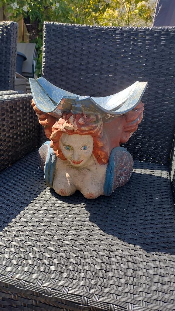 tuinbeeld, fruitschaal, 12 euro, Tuin en Terras, Ophalen, Zo goed als nieuw, Overige materialen, Engelenbeeld