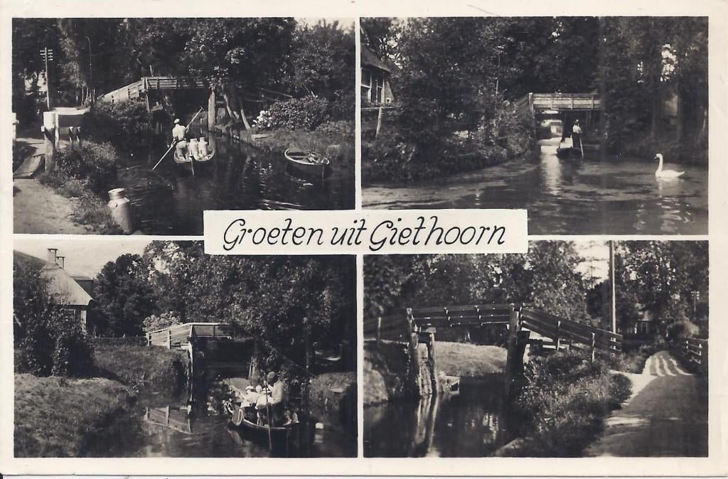 Giethoorn Oude Gelopen Ansichtkaart (2285), Ophalen of Verzenden, 1940 tot 1960, Gelopen, Overijssel