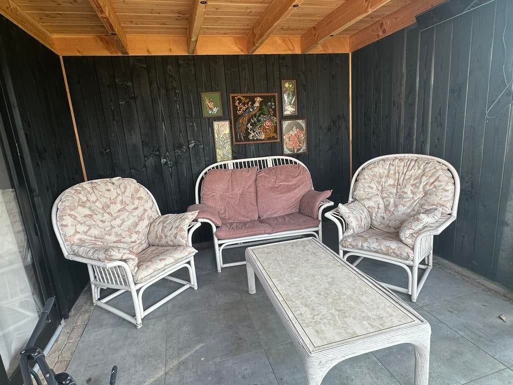 Rotan bamboe vintage tuinset, Tuin en Terras, Ophalen of Verzenden