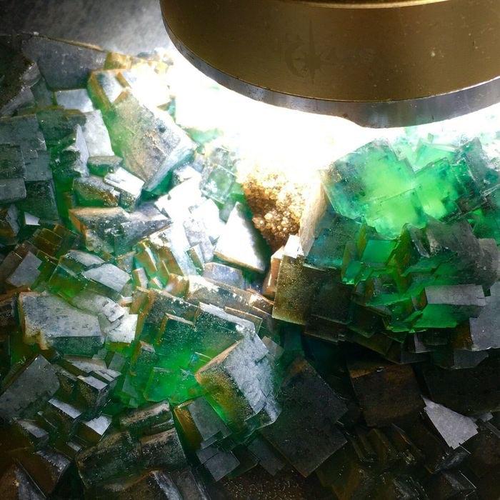 Groen Fluorite vierkante Kristallen 950 gram China, Ophalen of Verzenden, Mineraal