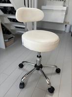 Verstelbare werkstoel / kruk – wit – op wieltjes, Ophalen, Zo goed als nieuw, Wit
